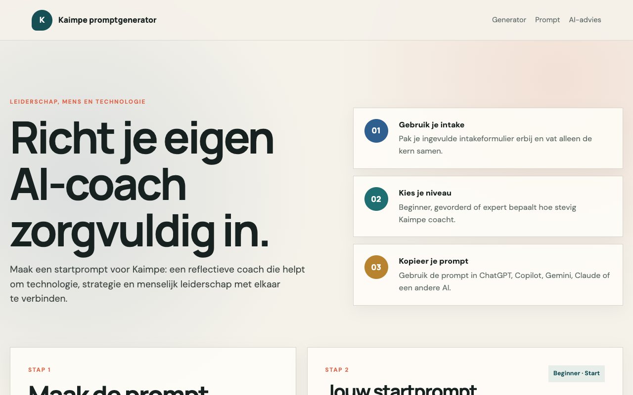 Voorbeeldscherm van de Kaimpe promptgenerator